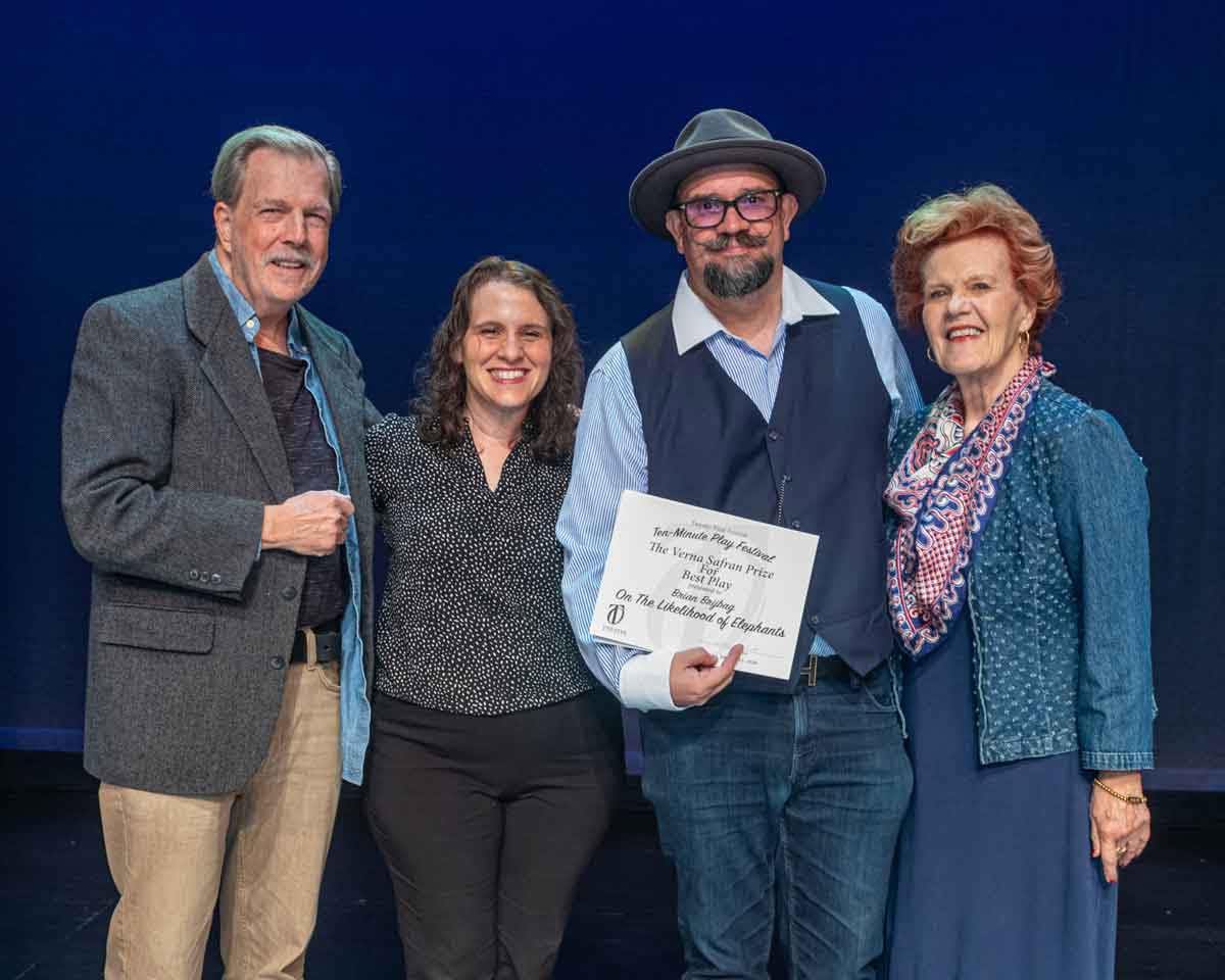 Brian Brijbag receiving the Verna Safran Prize