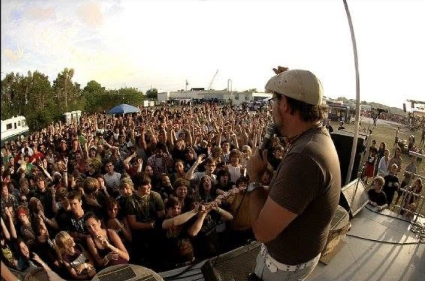 Brian Brijbag on stage with crowd