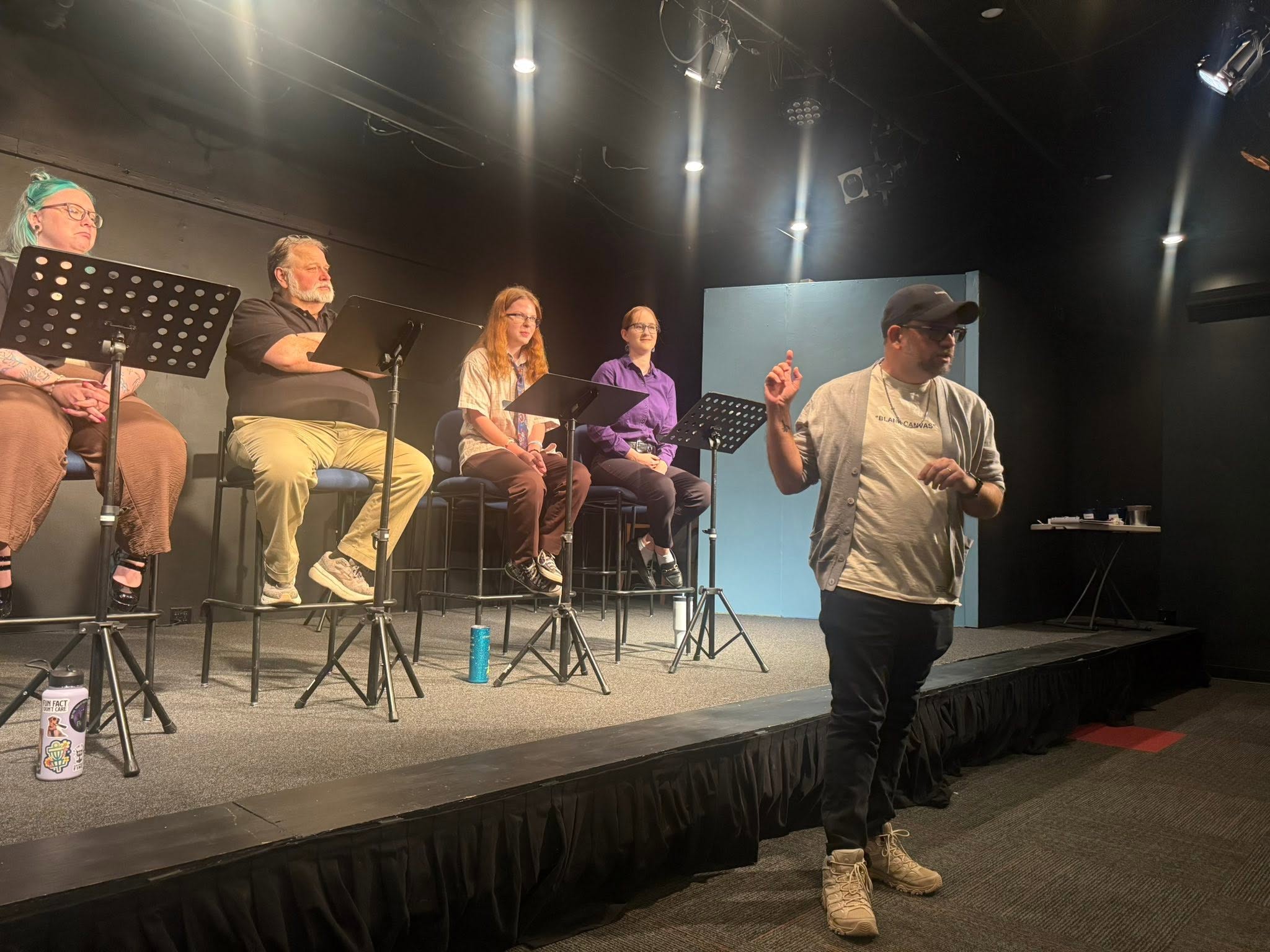 Brian Brijbag at a playwrights' talkback